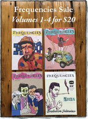 Front covers of Two Dollar Radio Frequencies Volume 1 - 4