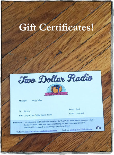 Two Dollar Radio gift certificate card sale